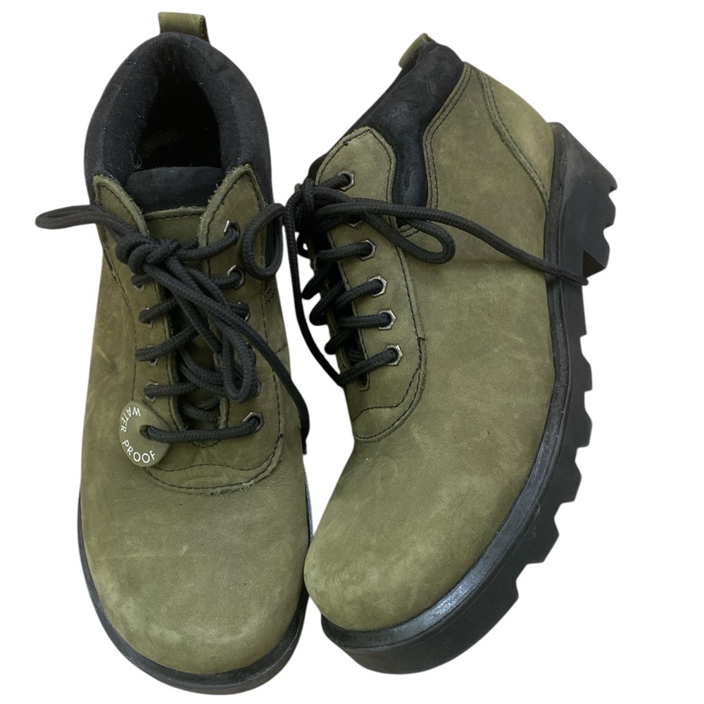 Olive Green Waterproof Suede Leather Hiking Boots granola girl goblincore